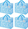 VENO 4 Pack Heavy Duty Moving Bags, Storage Bags, Packing Supplies, Top Zipper, Storage Totes for Camping, Clothes, Bedding, Comforters, Pillows (13 Gallon,Spring Breeze, 4 Pack)