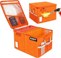 TOMKID Fireproof File Cabinet with Lock, Fireproof Document Organizer Collapsible File Box Filing Cabinet with Handle for Letter Legal Folder Certifications (Orange-Upgrade)