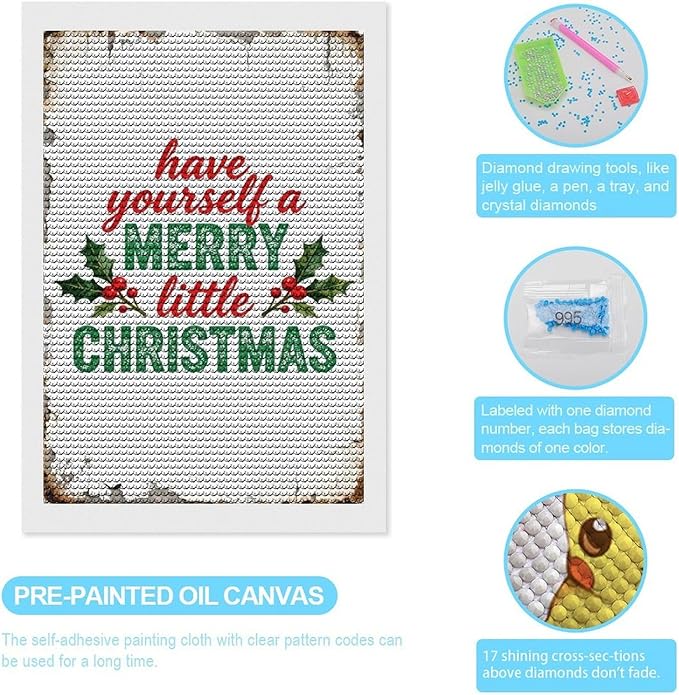 AIVKIEJK Diamond Painting Kits for Adults - Merry Christmas Santa Painting DIY 5D Full Drill Diamond Dots Paintings with Diamonds Gem Art and Crafts Home Decor 8"x12"