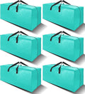 VELVETSURE 6 Pack Heavy Duty Large Moving Bags W/Backpack Straps - Strong Handles & Zippers, Storage Totes For Space Saving, Fold Flat, Alternative to Moving Box and Storage Bin, Aquamarine