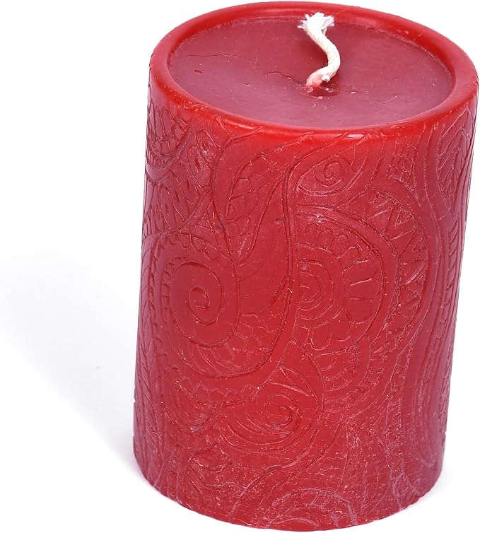 BeeTheLight Beeswax Pillar Candle - 100% Pure Bees Wax - Choose Your Size and Color - 54 Hour Burn Time - Fits 3x4 Holder - Unscented - Natural Light Honey Scent (Red Blossom, Medium)