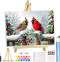 MOGTAA Christmas Paint by Numbers Kit for Adults Beginners with Frame, Winter Cardinal Adult Paint by Number Kits on Canvas with Easel, Easy DIY Oil Painting Kits for Home Decor, 8x12in