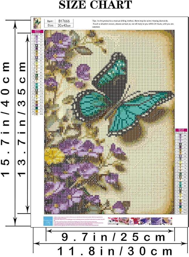 Butterfly Flower Diamond Art Painting Kits for Adults,5D Diamond Painting Kits for Beginners,DIY Full Drill Diamond Dots Paintings with Diamonds Picture for Adult Decor Wall Decor for Home 12x16 in