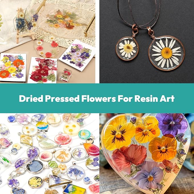 Dried Flowers, Resiners 58Pcs Pressed Flowers for Craft Pink Real Natural Dried Flowers Dry Leaves Kit for DIY Making Crafts Resin Soap Candle Scrapbook Supplies Card Making Jewelry