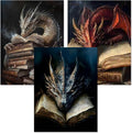 Meothan 3 Pack Diamond Art Kits for Adults, Dragon Book Diamond Painting Kits for Adults, 5D DIY Round Drill Gem Art Paint with Diamonds Dots Crafts Kits for Home Decor Gift 12x16inch