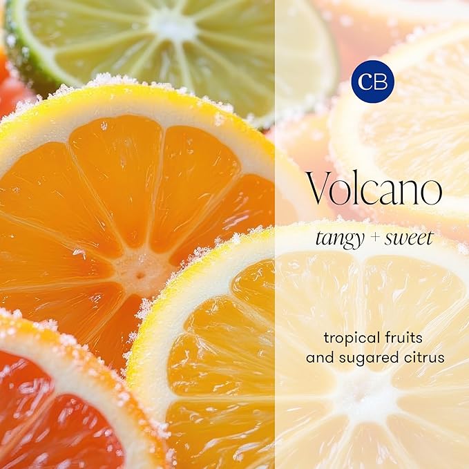Capri Blue Volcano Scented Mini Tin Jar Candle - Printed Mini Tin Candles for Home Scented with Tropical Fruit & Sugared Citrus - Long Lasting Soy Wax Blend - Aqua (3 oz)
