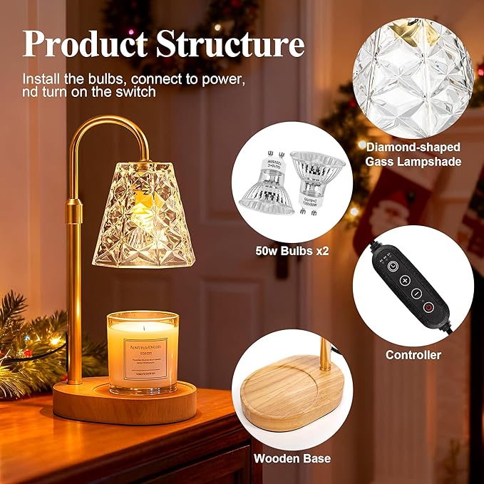 Candle Warmer Lamp with Timer, Birthday Gifts for Women Mom, House Warming Gifts New Home, Wax Melt Warmer for Scented Jar