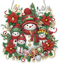 Bowetile Christmas Diamond Art Hanging Kits for Adults, Diamond Art Suncatchers Snowman, 5D Special Shape Diamond Painting Pendant Window Ornament Christmas Gifts for Home Door Wall Decor