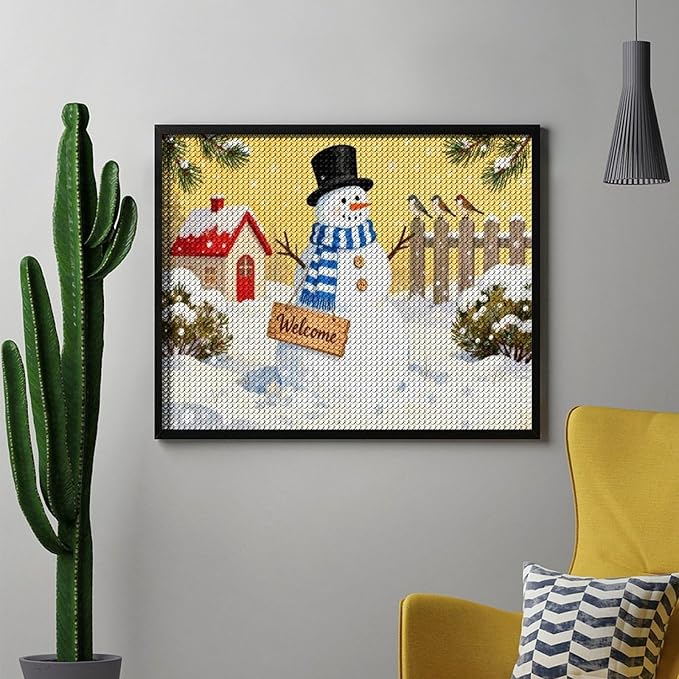 AIVKIEJK Diamond Painting Kits for Adults - Christmas Welcome Snowman Winter Christmas Painting DIY 5D Full Drill Diamond Dots Paintings with Diamonds Gem Art and Crafts Home Decor 16"x20"