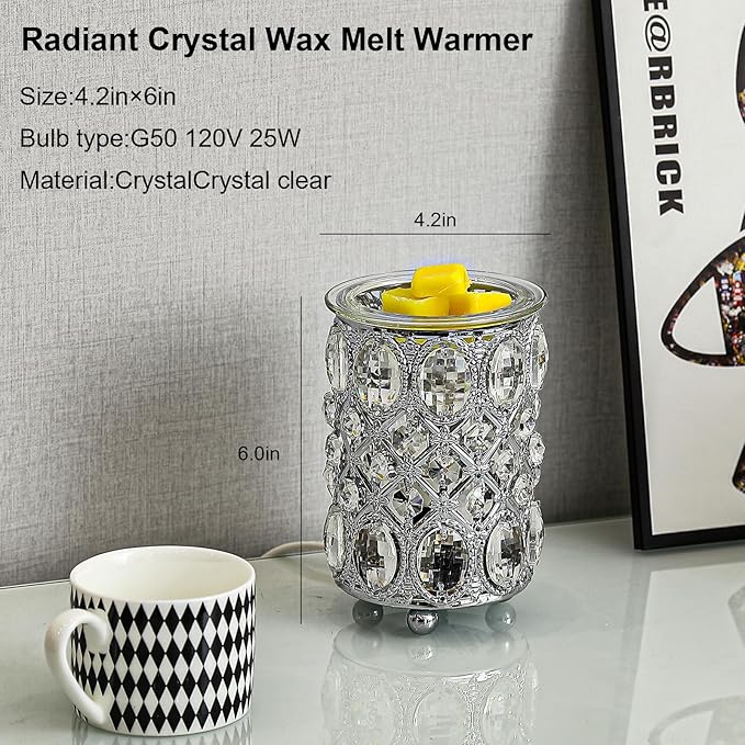 Leyoue Wax Warmer Wrought Iron Crystal Wax Melt Warmer Electric Oil Burner Wax Melt for Gifts & Decor, Home, Office, SPA,Bedroom