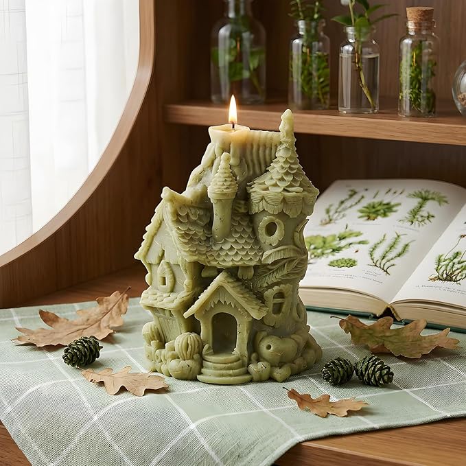 XIAOSHUI Forest Magic Cottage Candle Molds House Candle Silicone Mold for Candles Making Resin Casting Aromatherapy Candles Gypsum Craft Home Decorate