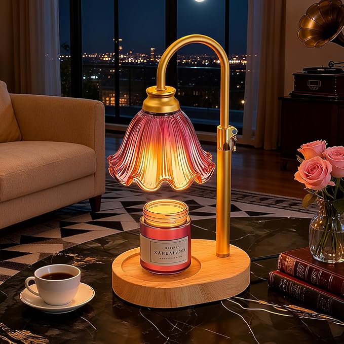 Candle Warmer Lamp with Timer & Dimmable 4-Level Brightness - Adjustable Height,for New Home Bedroom, Gifts for Women (Pink)