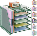 gianotter 6-Tier Paper Organizer With Magazine Holder, Desk Organizers and Accessories, Desk Accessories & Workspace Organizers, File Organizer for Office Supplies Storag (Green, 6-Tier)