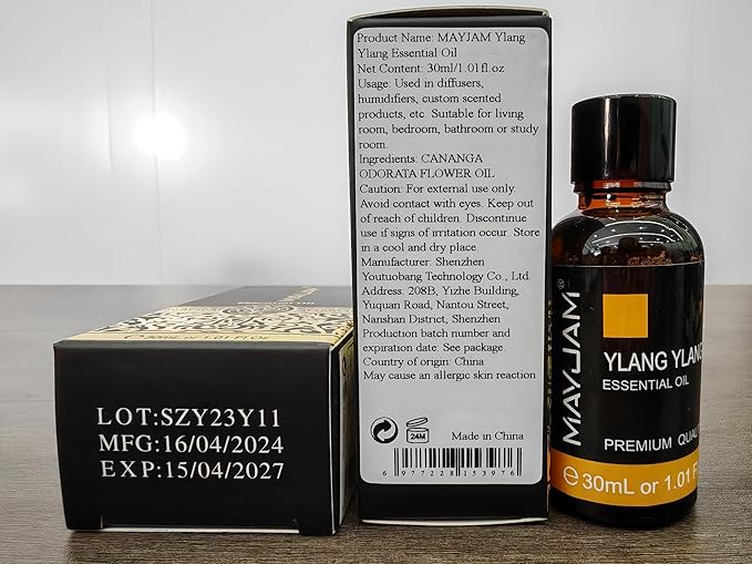 MAYJAM Ylang Ylang Essential Oil with Glass Dropper, MAYJAM 1.01fl.oz Ylang Ylang Oil Essential Oils for Diffusers, Humidifier, Yoga, Soap Candle Making