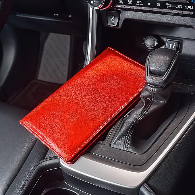 HERRIAT Car Registration and Insurance Card Holder,Glitter Leather Vehicle Glove Box Automobile Documents Paperwork Wallet Case Organizer for ID, Key Contact Information Cards,Men&Women