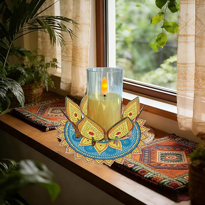5D DIY Diamond Art Painting PVC Flower Candle Holders Tealight/Tea Light/Votive Candle Holder, for Table Centerpiece Home Décor Party Wedding Dinning-Flower-9