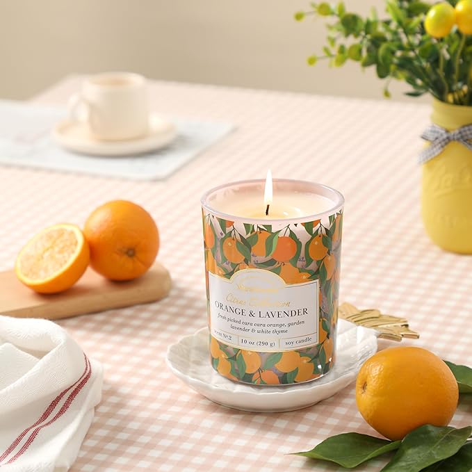 Citrus Candle,Orange & Lavender Scented Candles,Summer Candles for Home & Kitchen,Soy Wax Scented Candle,10oz