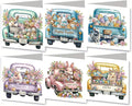 DoxQcs 5D Diamond Art Painting Greeting Cards Kit, DIY Cards for Blessings Congratulations Gifts, Greeting Card Set for Birthday Thanksgiving Day Christmas Halloween-Easter Truck