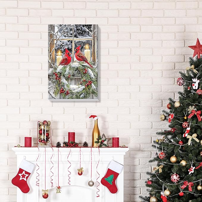 Bowetile Cardinal Paint by Numbers for Adults Beginners Framed, Adults' Paint-by-Number Christmas Kits, Adult Paint by Number Winter Kits on Canvas, Acrylic Number Painting for Home Decor, 8x12in