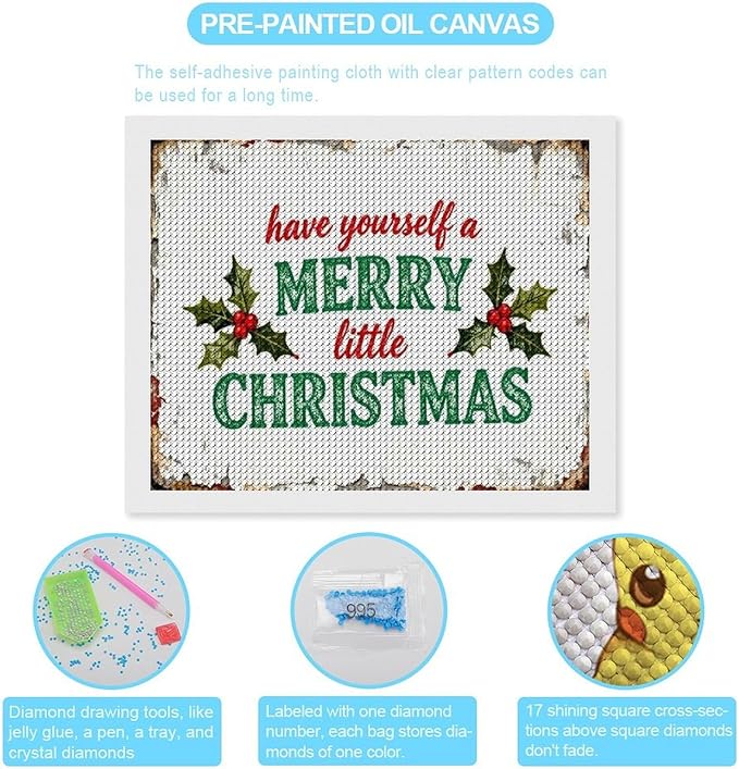 AIVKIEJK Diamond Painting Kits for Adults - Merry Christmas Santa Painting DIY 5D Full Drill Diamond Dots Paintings with Diamonds Gem Art and Crafts Home Decor 16"x20"