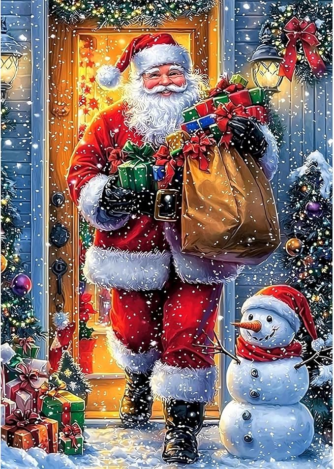 Santa Claus Diamond Painting Kits for Adults, Christmas 5D Diamond Art Kits for Adults Beginners, DIY Full Drill Gem Art Diamonds Painting Pictures Crafts Kit for Home Wall Decor 12x16inch
