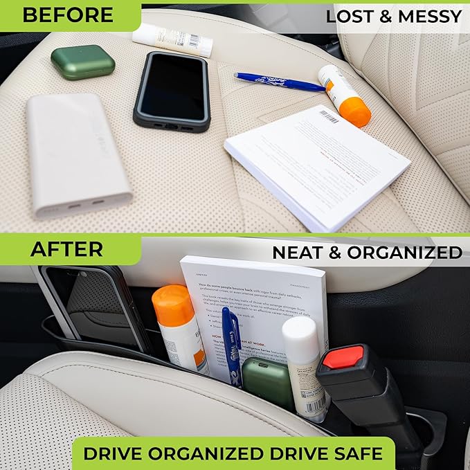 Car Seat Gap Filler organizer with Bonus interior Cleaning Brush- Universal in Between Seat Catcher for Cars,Trucks,SUV- Car Seat Gap Plug storage slot- Custom Seat Gapster- Car Seat Gap Filler Strip