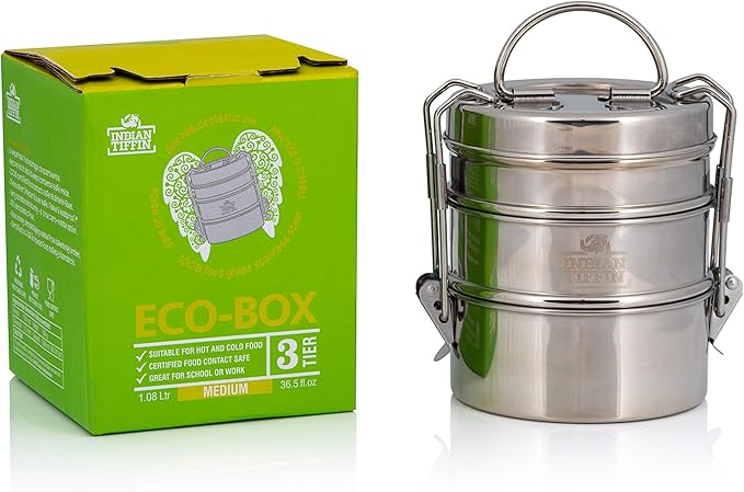 Indian-Tiffin 3 Tier Stainless Steel Small Tiffin Lunch Box