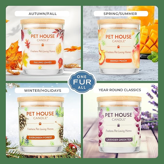 Pet House 9 oz Fresh Cut Grass Scented Candle, Clean Burning, Long Lasting Plant-Based Pet Odor Candle, 60 Hour Burn Time - 2 Pack