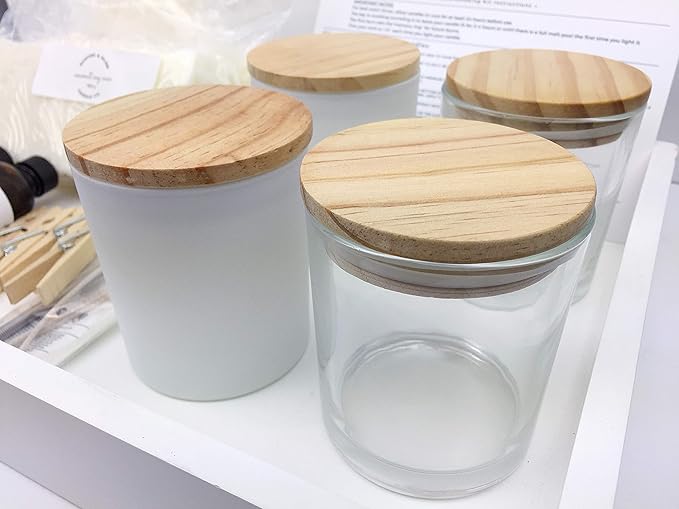 Minimal & Modern DIY Coconut Wax Blend Candlemaking Kit by Banter & Bliss Candle Co. - Makes Four 7 oz. Candles - Make More Kit (32 pieces)
