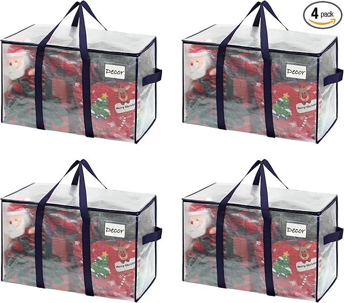 VENO 4 Pack Heavy Duty Moving Bags, Extra Large Storage Bags with Reinforced Handles & Strong Zippers, Foldable & Reusable Moving Box Alternative for Clothes & Dorm Storage