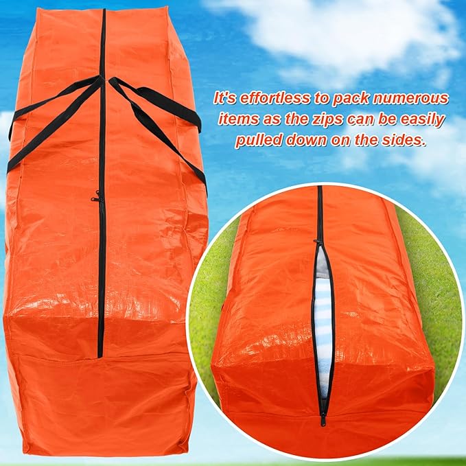 Windyun 4 Pack 57 Gallon Extra Large Moving Bags XXL Heavy Duty Storage Bag with Strong Zipper Handle Jumbo Big Tote Box Foldable for College Dorm Travel Clothes Duffle Blanket Pillow(Orange)
