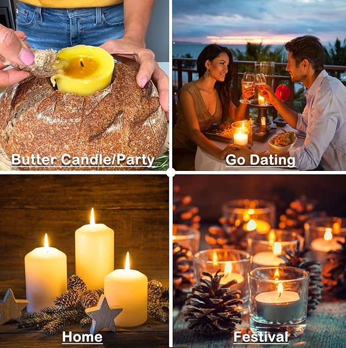 50 Pcs 8" Natural Candle Wicks,Pre-Waxed by Natural Beeswax & Tabbed with 60Pcs Candle Wick Stickers and 5 Pcs Wooden Candle Wick Centering Device, for Candle Making，Candle DIY