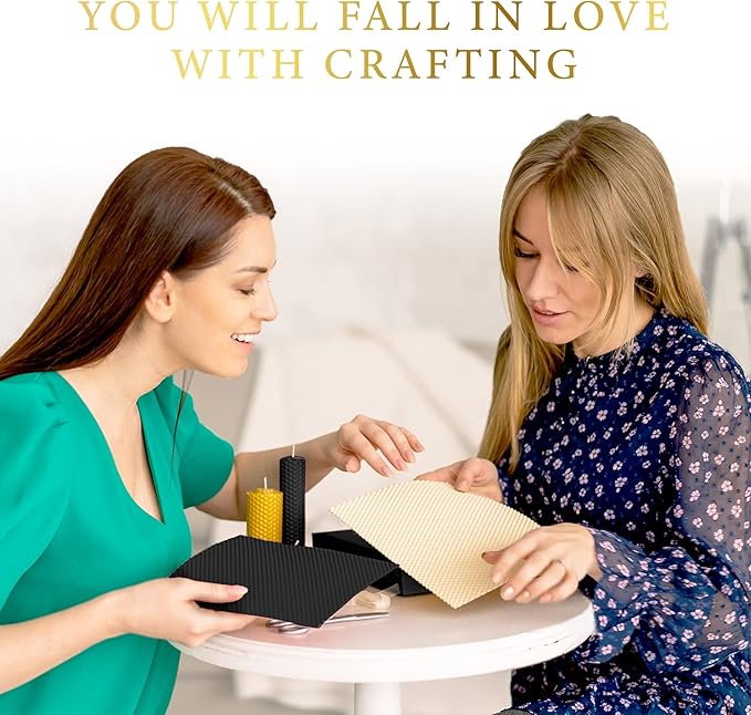 Beeswax Candle Making Kit - Crafts for Adults Women Luxury Candles Gifts for Women DIY Kits for Adult Arts and Crafts Modern Art Supplies Craft Set Black & Gold Home Decor