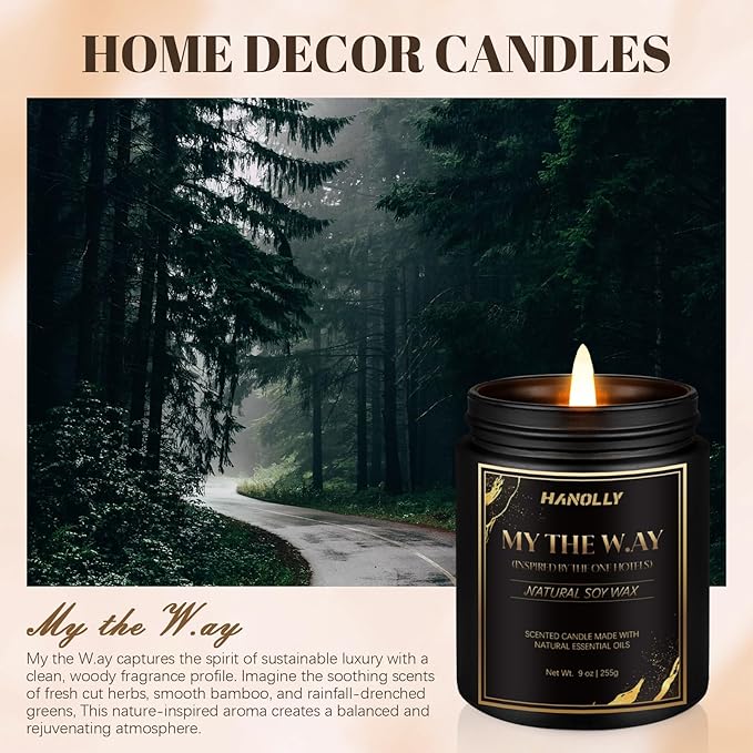 My The W.ay Hotel Candle, 9 oz Scented Candles for Home Soy Candle Wax, Inspired by The One Hotels, Luxury Long Lasting Aromatherapy Jar Candle Gifts for Men Women