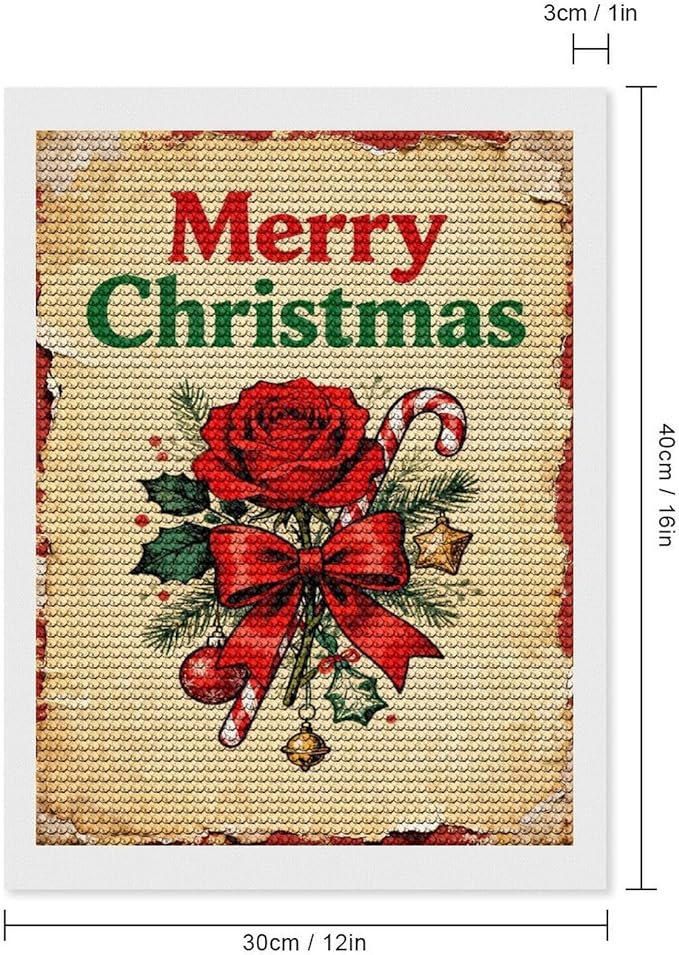 AIVKIEJK Diamond Painting Kits for Adults - Merry Christmas Santa, Holly & Vintage Painting DIY 5D Full Drill Diamond Dots Paintings with Diamonds Gem Art and Crafts Home Decor 12"x16"