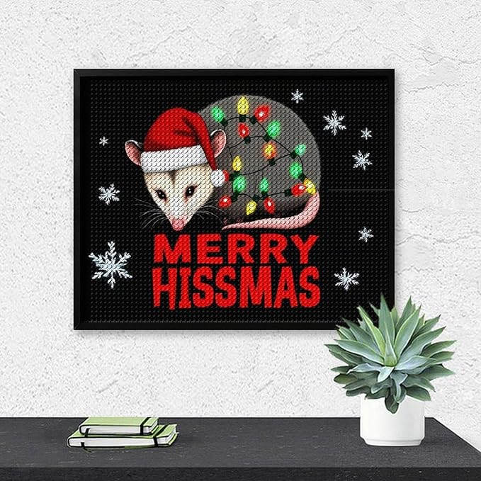 AIVKIEJK Diamond Painting Kits for Adults - Christmas Possum Merry Hissmas Painting DIY 5D Full Drill Diamond Dots Paintings with Diamonds Gem Art and Crafts Home Decor 16"x20"