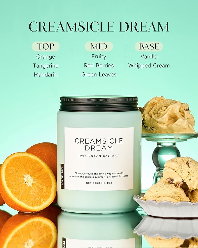 M&SENSE Orange Creamsicle Candle for Home Refresh & Spring Scenting, 19.4oz Soy Wax Candle with 110 Hours Burn Time, Non Toxic, Long Lasting Fragrance Gifts for Women & Mom