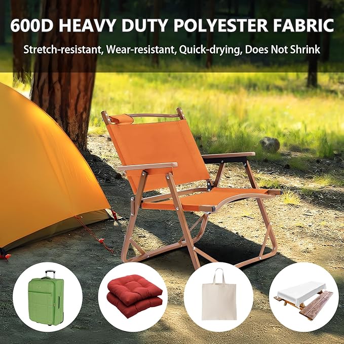 Waterproof Canvas Fabric by The Yard 58inch 600D Upholstery Material Polyester Fabric Outdoor Water Resistant Fabric for Sewing Chair Patio Cushion Purse Bag Interior, 10 Yard Orange
