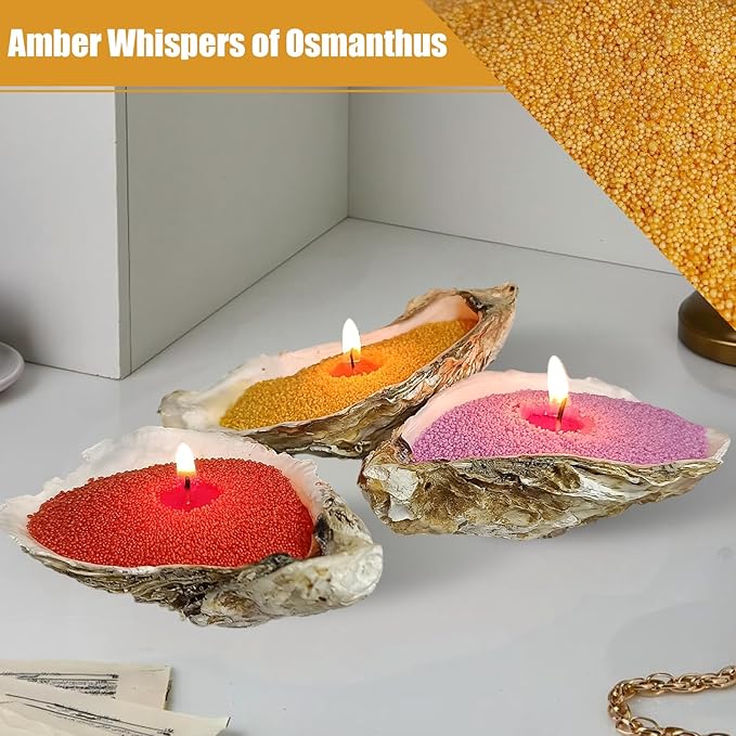 Pearled Candle 18oz(1.1lb) with 30 Cotton Wicks Amber Whispers of Osmanthus - Long Lasting Powder Sand Wax Refillable Scented Candles Perfect for Home Decorative DIY