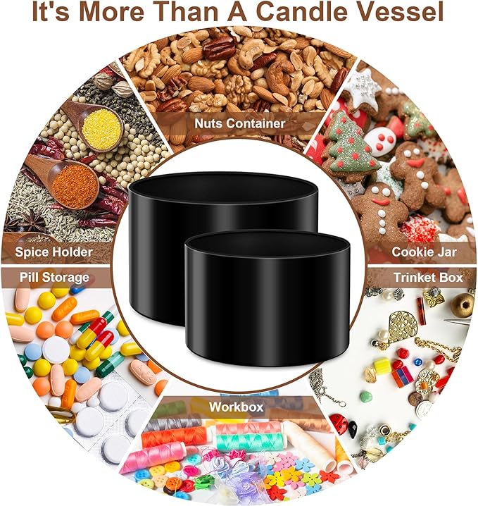 AOSWELE 24 PCS Candle Tins 8 OZ Bulk, Matte Black Candle Tins with Lids, Premium Empty Candle Jars, Small Container Tin Can for Candle Making, Sleek Candle Vessel DIY Candle Making Supplies Kit