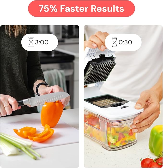 Fullstar Mandoline Slicer for Kitchen - Vegetable Chopper, Onion Potato Food Veggie Fruit Slicer and Cutter with Container, Kitchen Gadgets & Gifts, Home Essentials (6 in 1, Black)