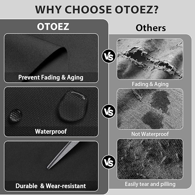 OTOEZ 600D Waterproof Canvas Fabric by The Yard, Fade & UV Resistant Outdoor Upholstery Material 58" W Water Resistant Cordura Polyester Fabric for Marine Boat Awning Tent Chairs DIY, 10 Yards Black