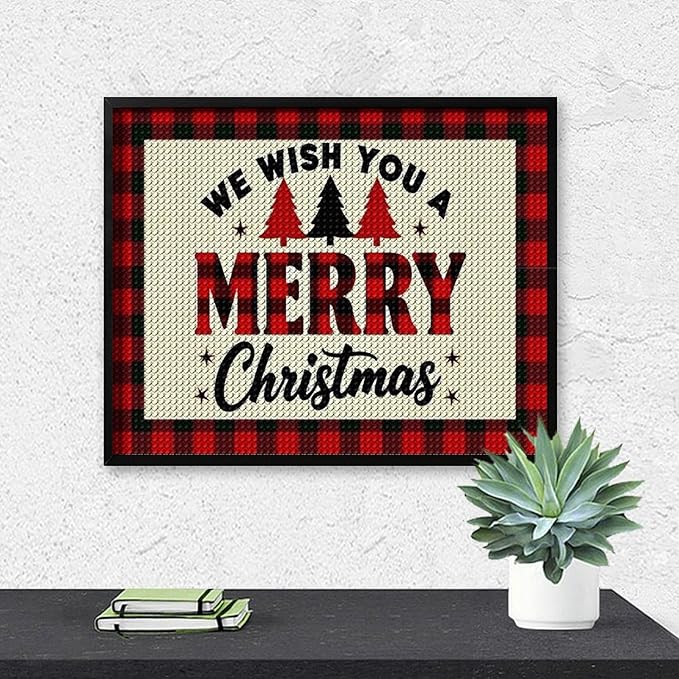 AIVKIEJK Diamond Painting Kits for Adults - Merry Christmas Welcome Painting DIY 5D Full Drill Diamond Dots Paintings with Diamonds Gem Art and Crafts Home Decor 16"x20"