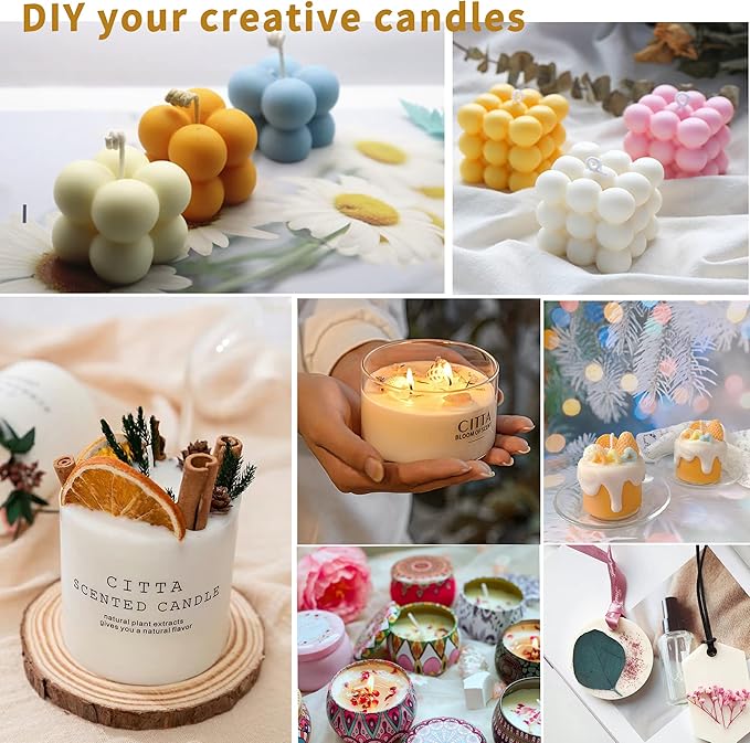 HOWFIELD Candle Making Kit for Adults & Beginners - 52oz All-in-One Set with 2 Reusable Molds, 100 Cotton Wicks, Tools for Soy, Paraffin & Beeswax Candles