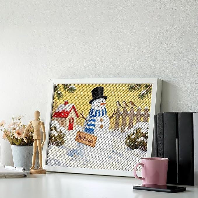 AIVKIEJK Diamond Painting Kits for Adults - Christmas Welcome Snowman Winter Christmas Painting DIY 5D Full Drill Diamond Dots Paintings with Diamonds Gem Art and Crafts Home Decor 12"x16"