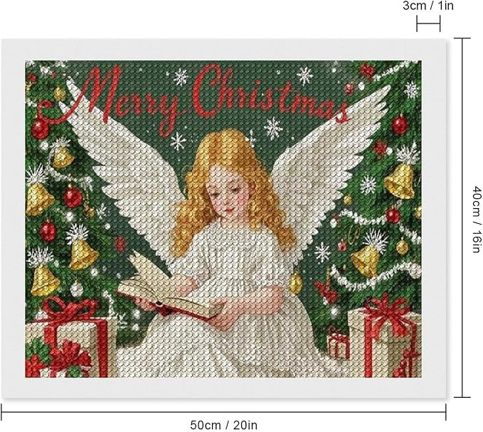 AIVKIEJK Diamond Painting Kits for Adults - Merry Christmas Angel Welcome Painting DIY 5D Full Drill Diamond Dots Paintings with Diamonds Gem Art and Crafts Home Decor 16"x20"