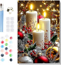 Bowetile Christmas Paint by Numbers for Adults Beginners Framed, Candles Adults' Paint-by-Number Kits, Adult Paint by Number Kits on Canvas, Acrylic Number Painting for Home Decor, 8x12in