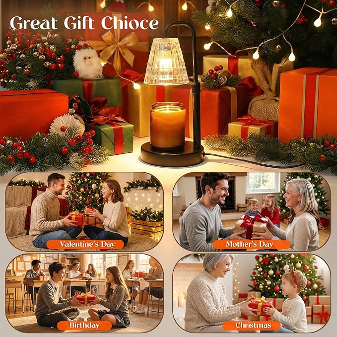 Glimra Candle Warmer Lamp Electric Timer,Candles Candle Wax Warmer for Jar Candles,Adjustable Candle lamp Birthday Gifts,for Mom Women Friend Sister,Office Apartment Dorm Room Home Decor Amber