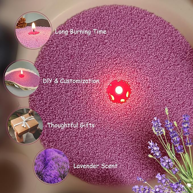 Pearled Candles with 30 Wicks -18 Oz YUKCAXDLS Lavender Field Reverie Scented DIY Pearleds Wax Refillable for Making Lasts up to 100+ Hours of Steady Burn Smokeless - Purple