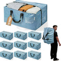 WORKPRO 10 Pack Extra Large Moving Bags with Zippers & Carrying Handles Backpack Straps, Heavy-Duty Storage Tote for Space Saving & Storage, Alternative to Moving Box (Dusty Blue)